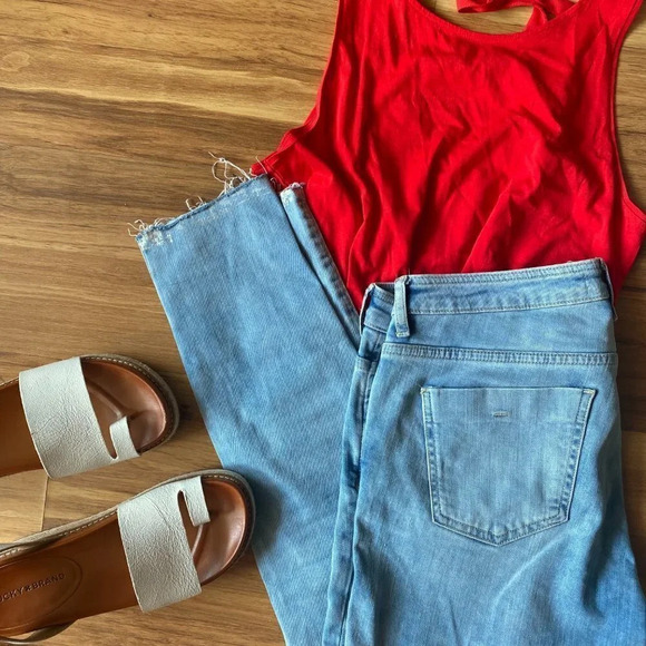 Loft Mixed Media Red Tie Back Tank Top Small Petite - Picture 5 of 10